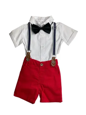 CONJUNTO CON TIRANTE Y SHORT ROJO