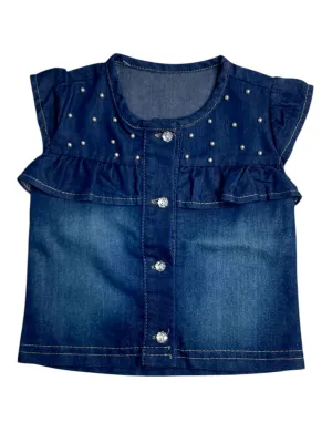 BLUSA JEANS CON PERLAS GOTITAS