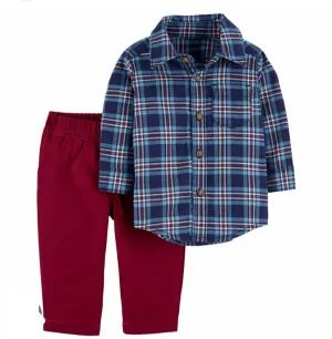 CONJUNTO CON PANTALON CARTERS BORDO 2 Y 5 AÑOS