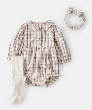 CONJUNTO 3 PIEZAS BODYS CON MEDIA FINA CARTERS 6M