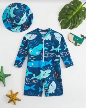 TRAJE DE BAÑO ENTERIZO CON GORRO SHEIN 18-24 MESES