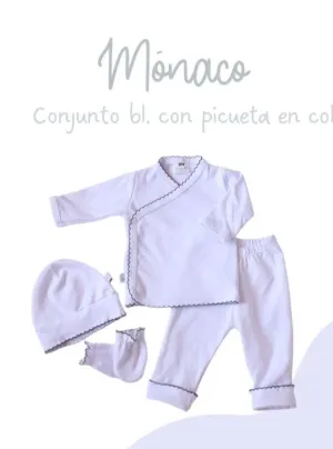 CONJUNTO 4 PIEZAS MANZANILLA CON PICUETA BLANCO