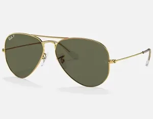 LENTES DE SOL RAYBAN AVIATOR LARGE METAL RB3025 001/58 VERDE POLARIZADO 52-14-140
